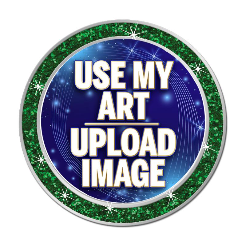 1.3" GREEN GLITTER INSERT PIN