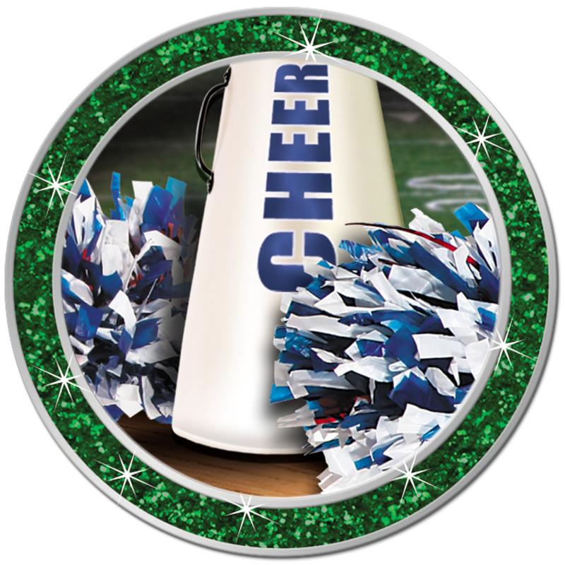 1.3" GREEN GLITTER INSERT PIN