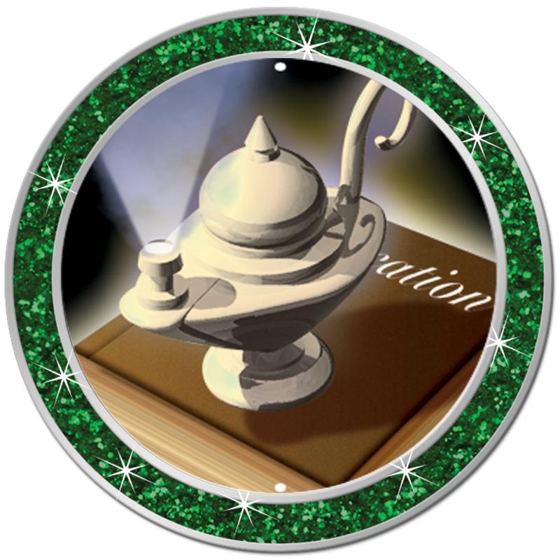 1.3" GREEN GLITTER INSERT PIN