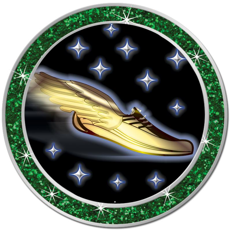 1.3" GREEN GLITTER INSERT PIN