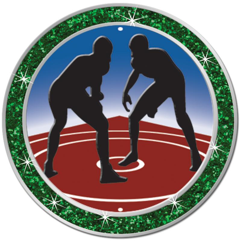 1.3" GREEN GLITTER INSERT PIN