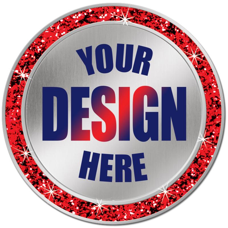 1.3"PRINTZ RED GLITTER INS PIN