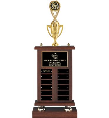12 Plate Walnut Riser Perpetual Trophy