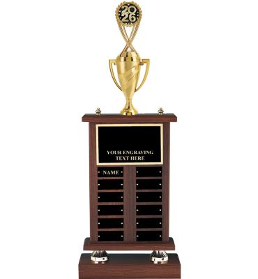 12 Plate Walnut Riser Perpetual Trophy