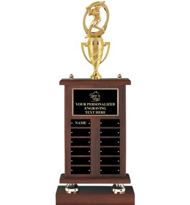 Fantasy Baseball Walnut Riser Perpetual Trophy