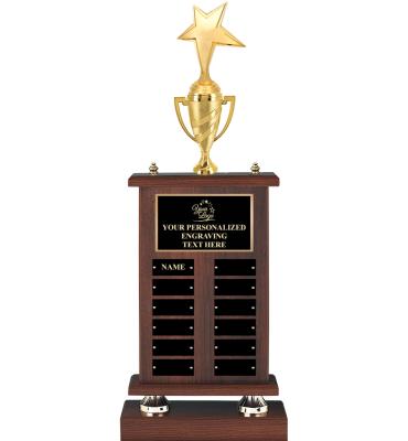 12 Plate Walnut Riser Perpetual Trophy