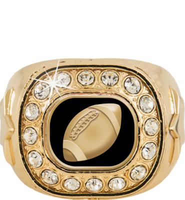 Football Bling Championship Crystal Gold Ring