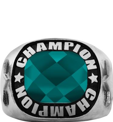 Teal Gemstone Silver Championship Ring