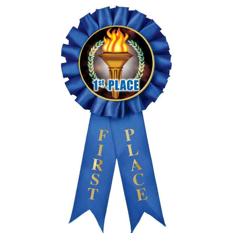 1ST PLACE MYLAR ROSETTES