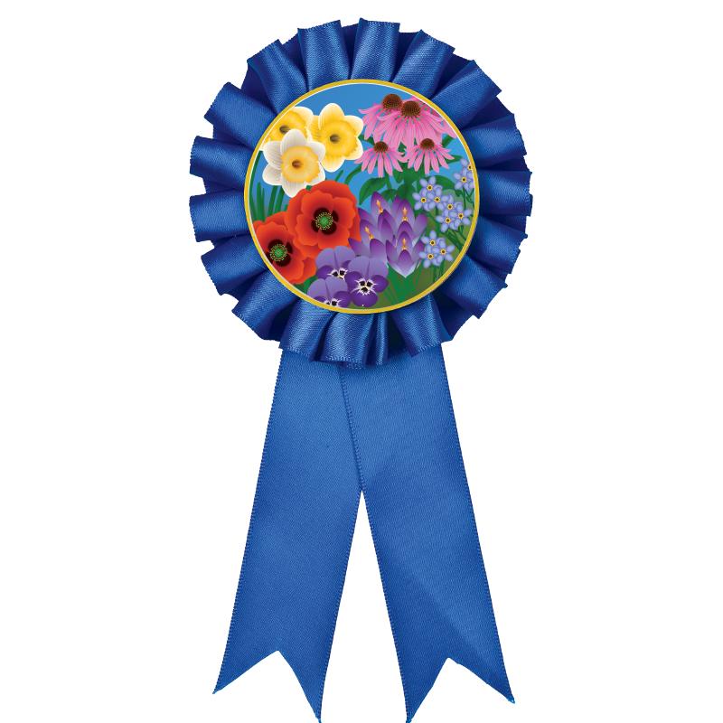BLUE MYLAR ROSETTES