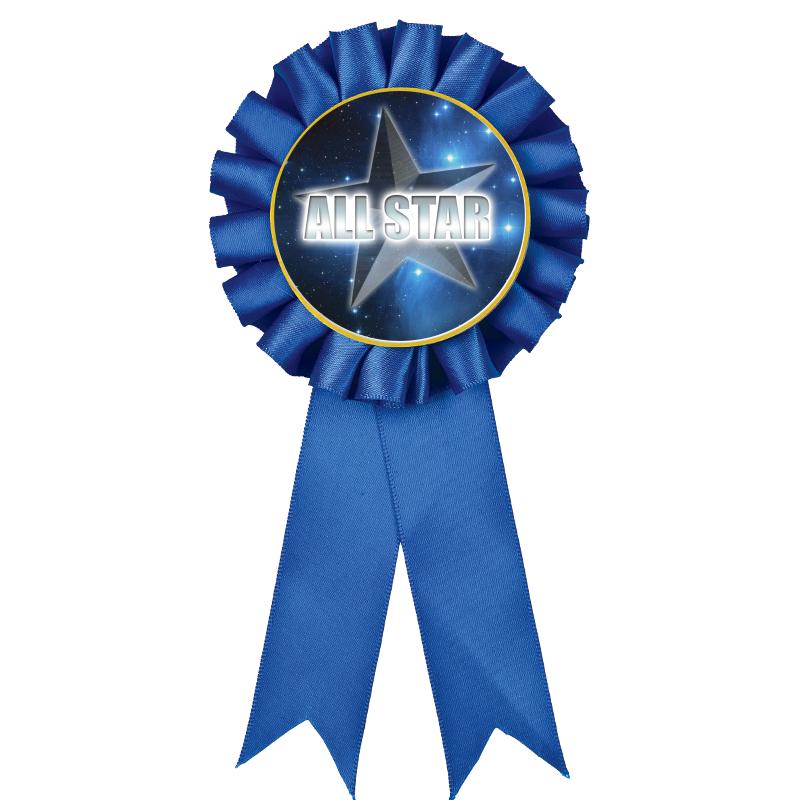 BLUE MYLAR ROSETTES