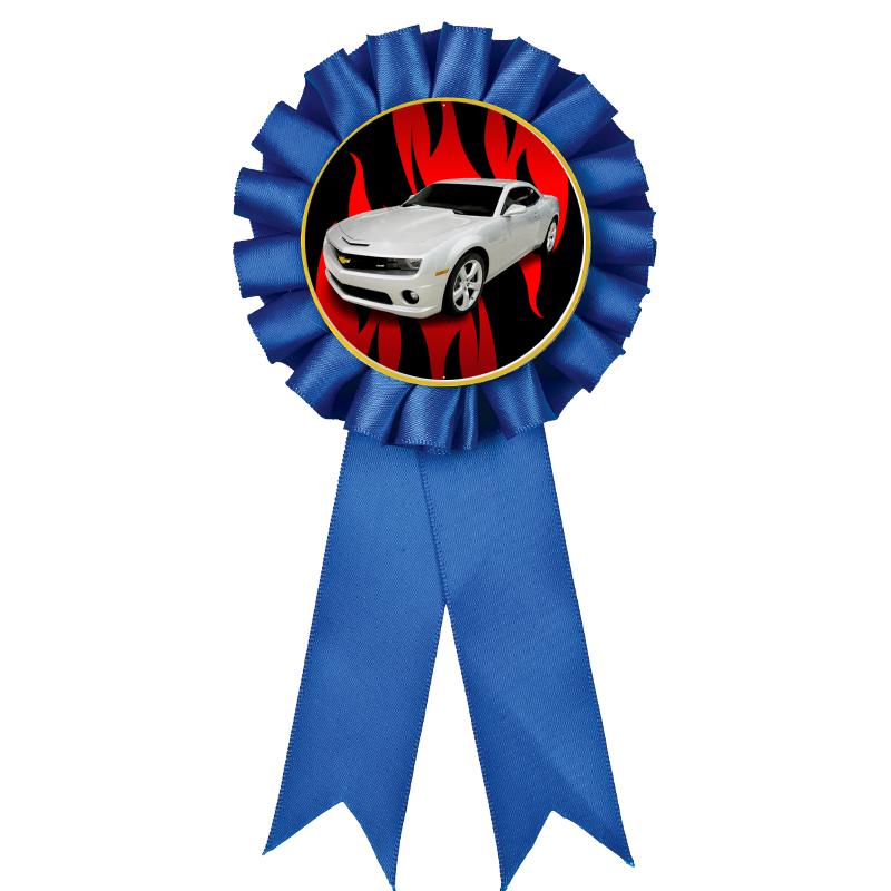 BLUE MYLAR ROSETTES