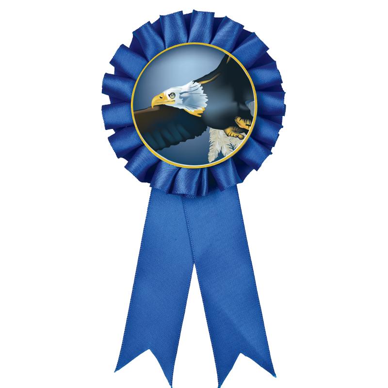 BLUE MYLAR ROSETTES