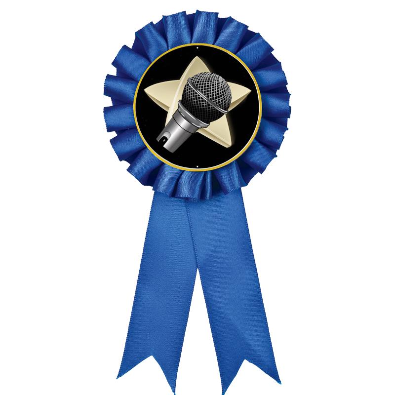 BLUE MYLAR ROSETTES