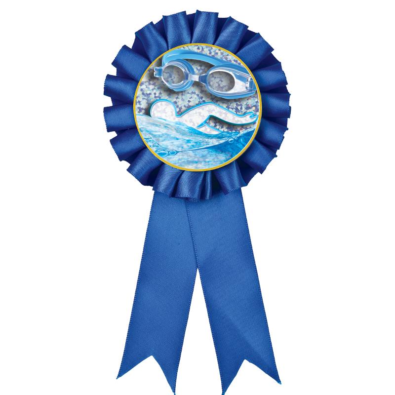 BLUE MYLAR ROSETTES