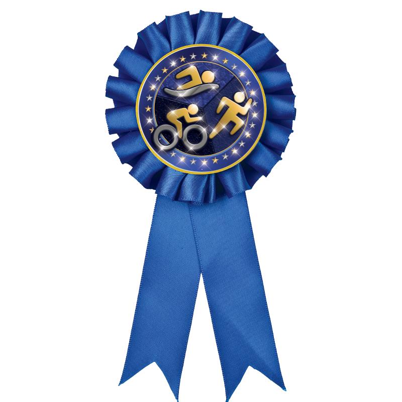 BLUE MYLAR ROSETTES