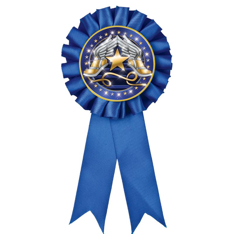 BLUE MYLAR ROSETTES