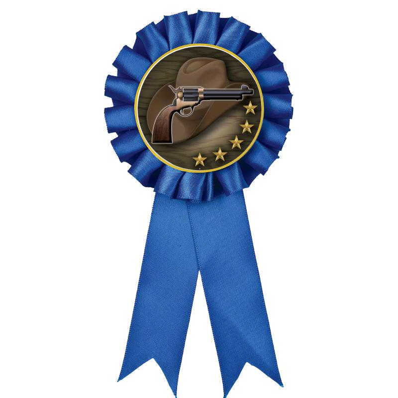 BLUE MYLAR ROSETTES