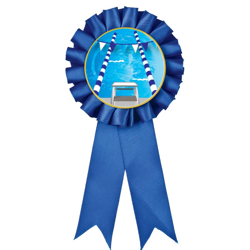 BLUE MYLAR ROSETTES