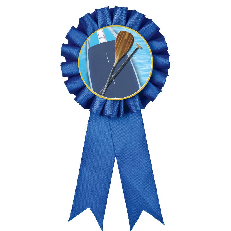 BLUE MYLAR ROSETTES