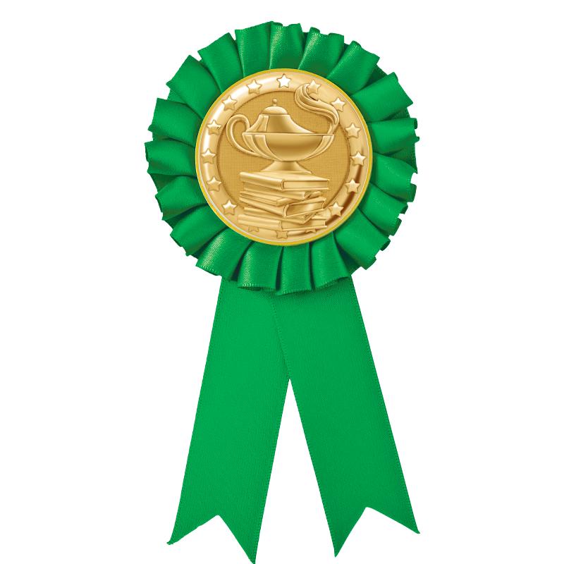GREEN MYLAR ROSETTES