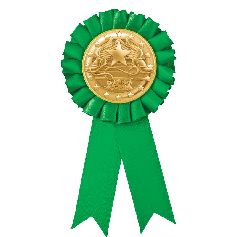 GREEN MYLAR ROSETTES