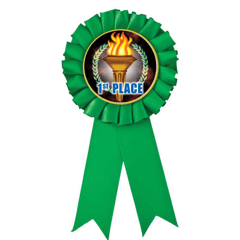 GREEN MYLAR ROSETTES