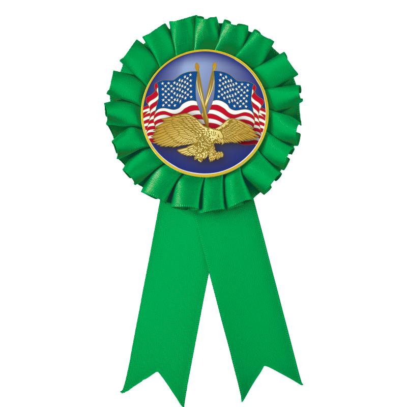 GREEN MYLAR ROSETTES