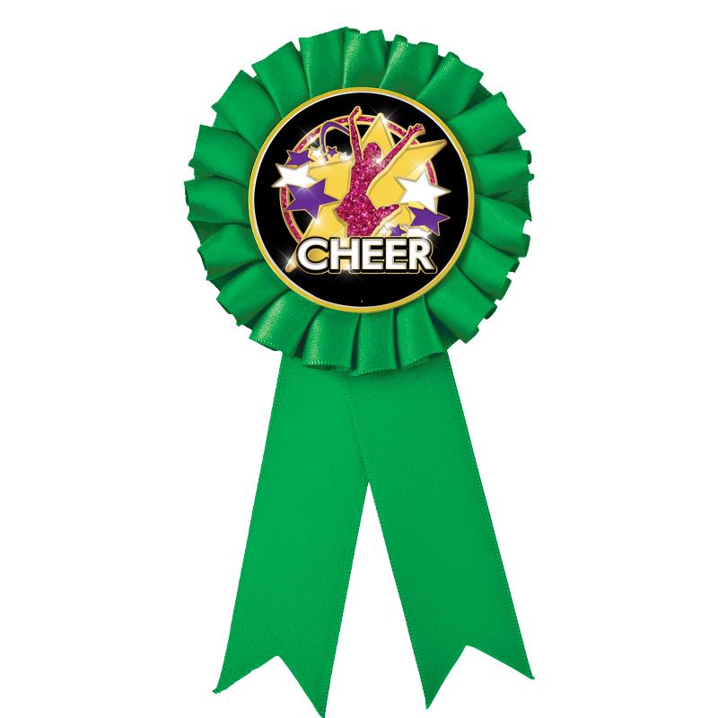 GREEN MYLAR ROSETTES