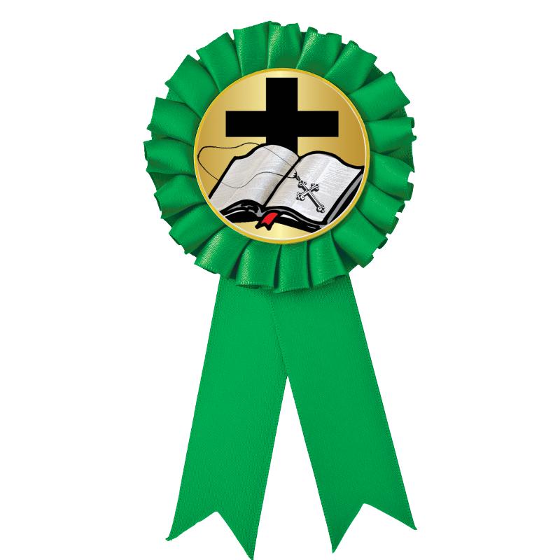 GREEN MYLAR ROSETTES