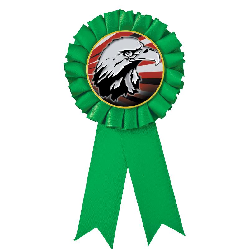 GREEN MYLAR ROSETTES