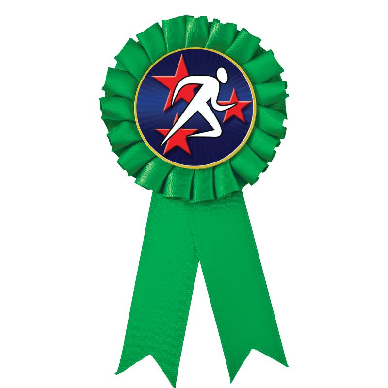 GREEN MYLAR ROSETTES