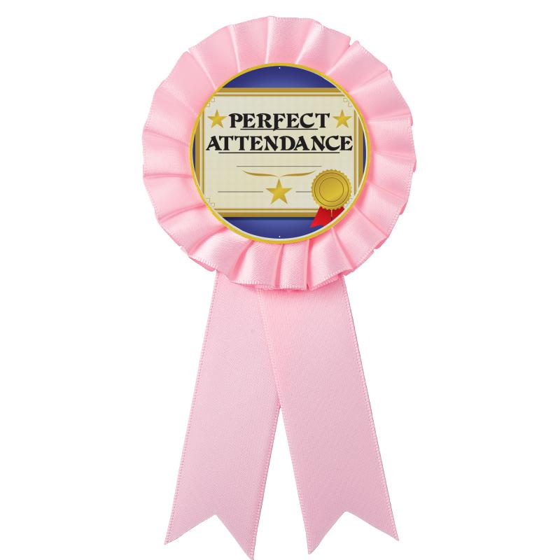 Ribbonsnow Perfect Attendance Ribbons - 100 Blue Ribbons with Card & String