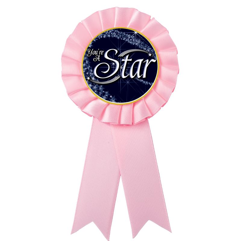 PINK MYLAR ROSETTES