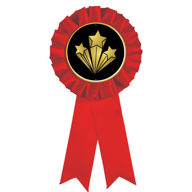 RED MYLAR ROSETTES