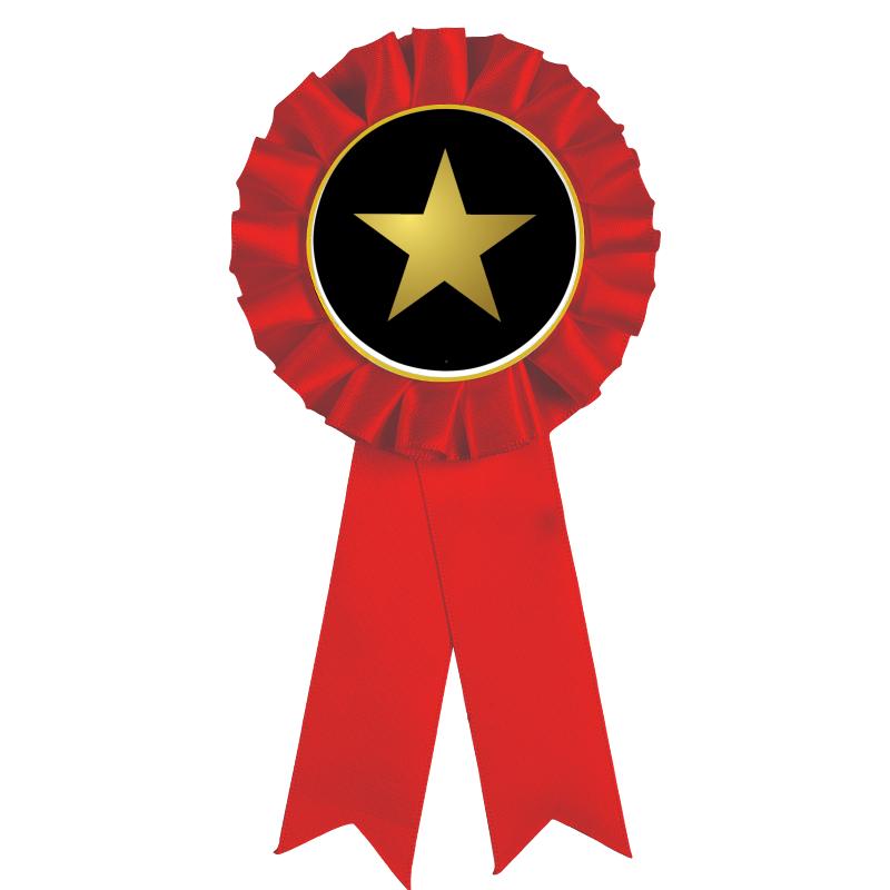 RED MYLAR ROSETTES