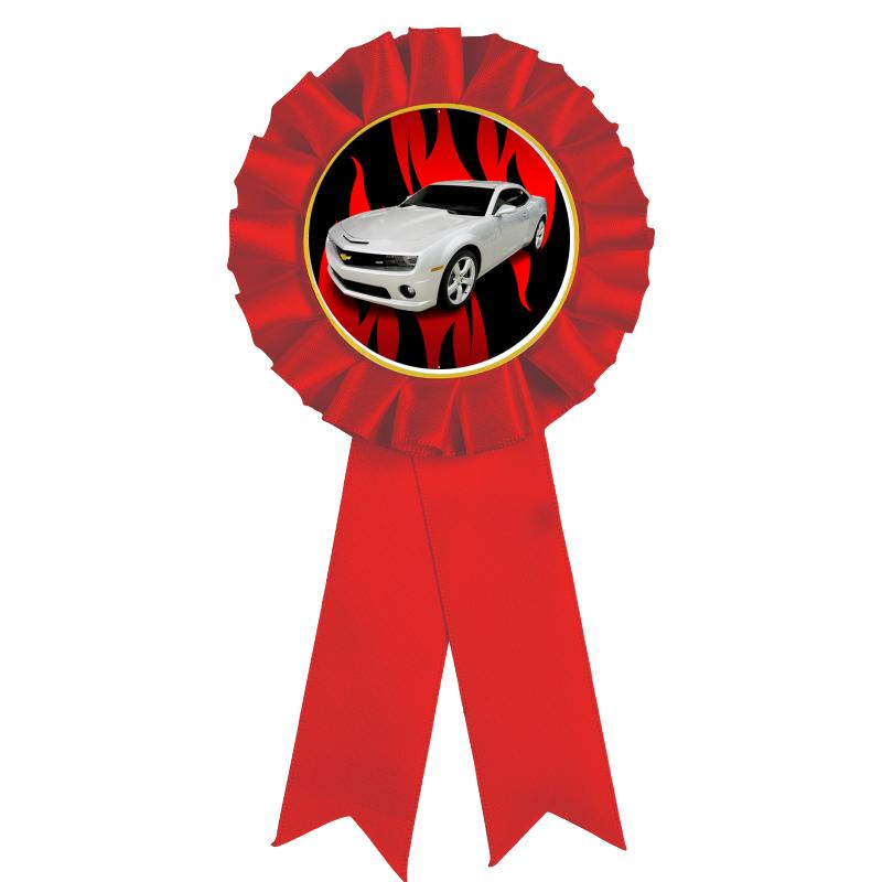 RED MYLAR ROSETTES