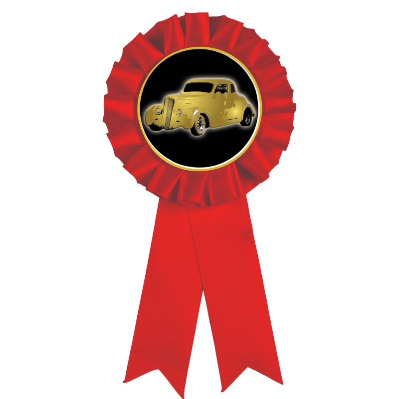 RED MYLAR ROSETTES