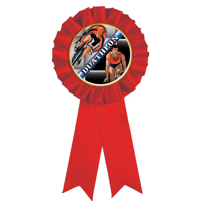 RED MYLAR ROSETTES