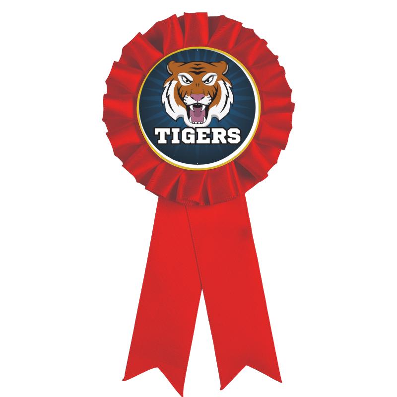 RED MYLAR ROSETTES