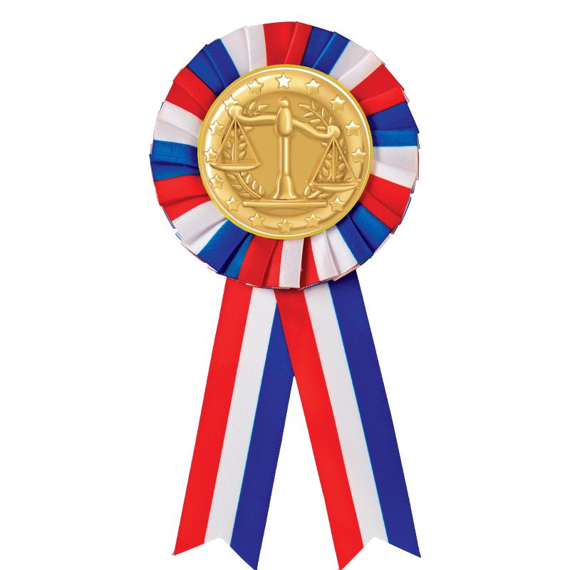 RED/WHITE/BLUE MYLAR ROSETTES