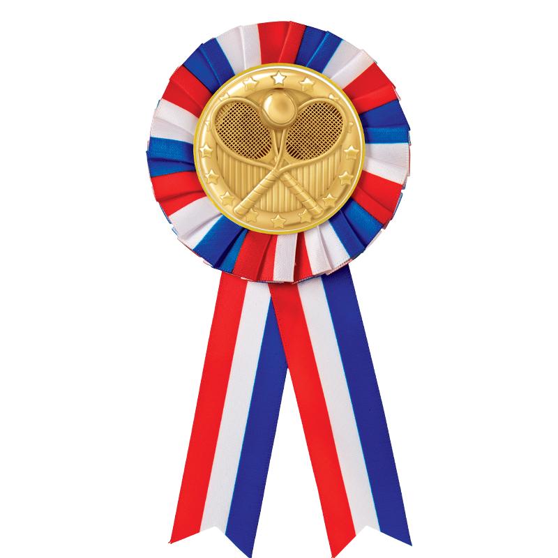 RED/WHITE/BLUE MYLAR ROSETTES