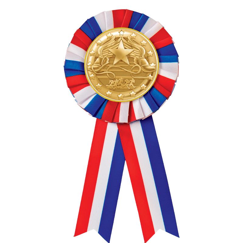 RED/WHITE/BLUE MYLAR ROSETTES