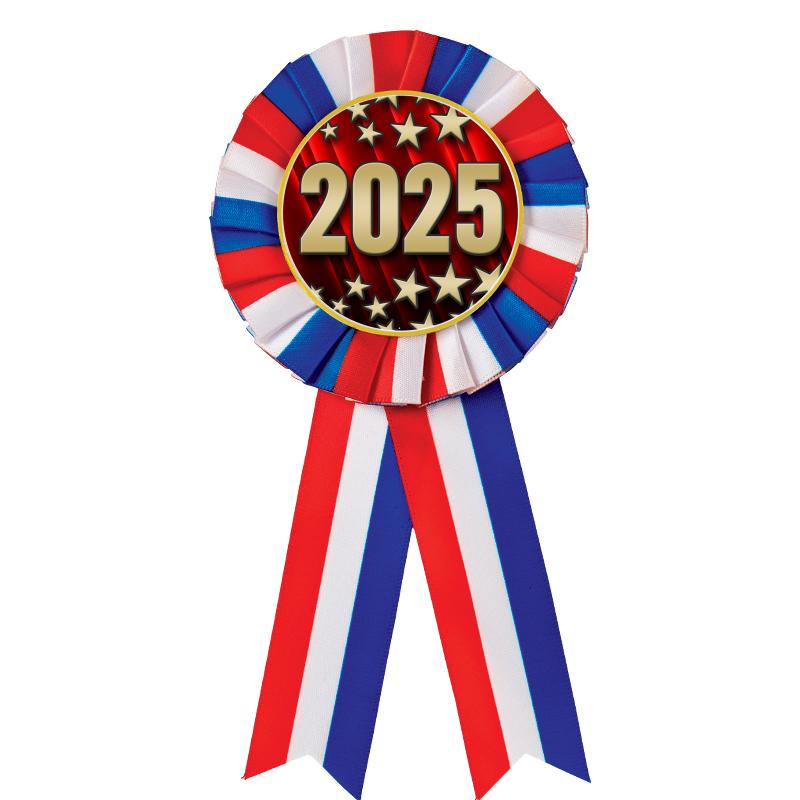 RED/WHITE/BLUE MYLAR ROSETTES