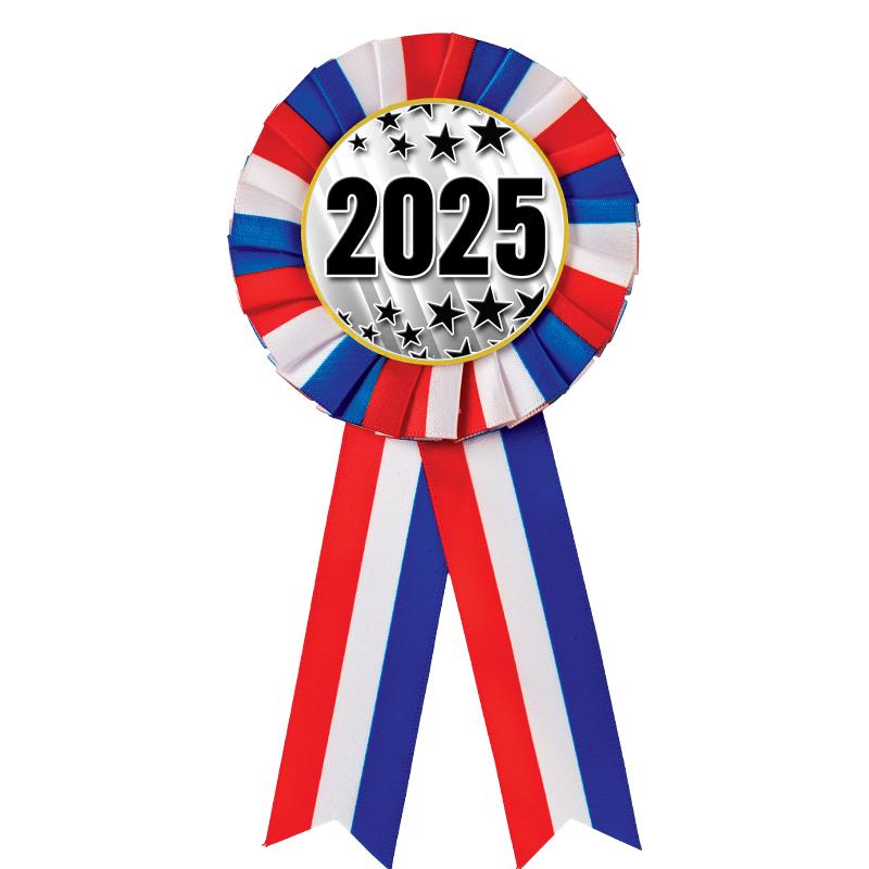 RED/WHITE/BLUE MYLAR ROSETTES