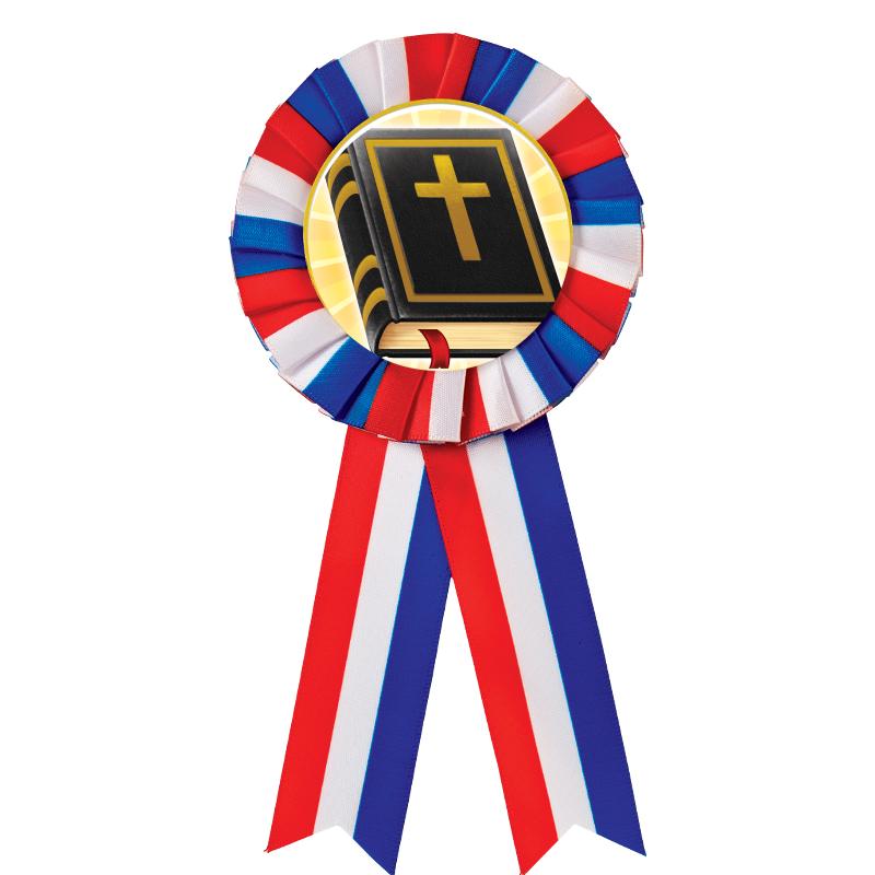 RED/WHITE/BLUE MYLAR ROSETTES