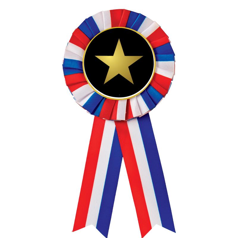 RED/WHITE/BLUE MYLAR ROSETTES