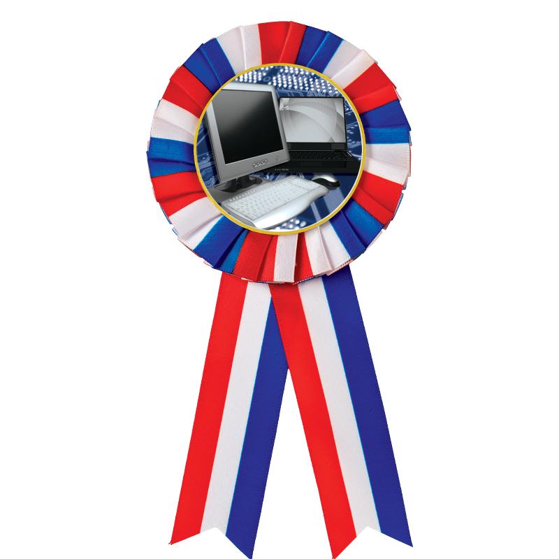 RED/WHITE/BLUE MYLAR ROSETTES