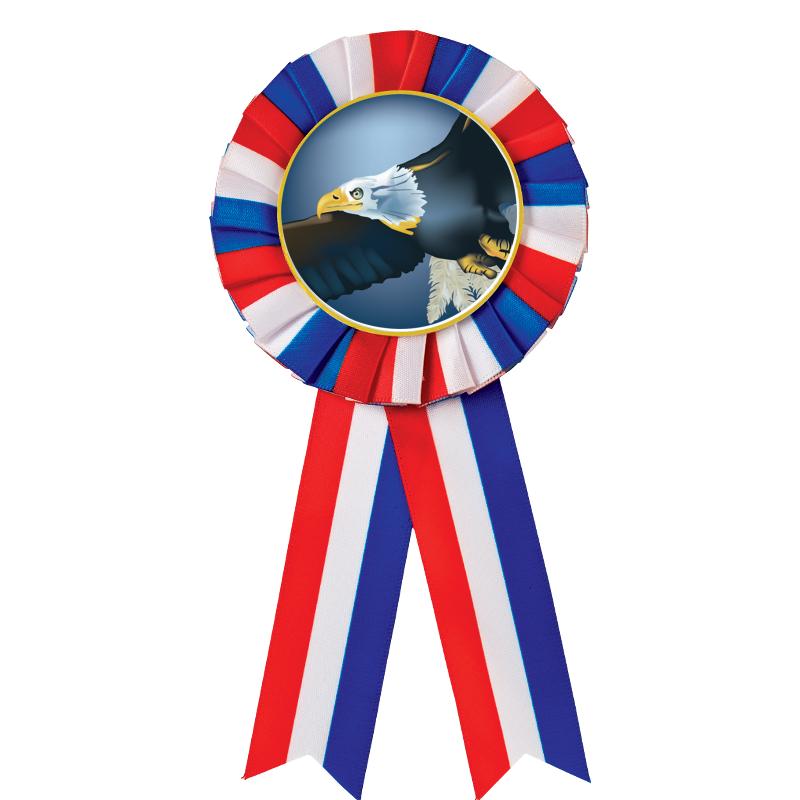 RED/WHITE/BLUE MYLAR ROSETTES