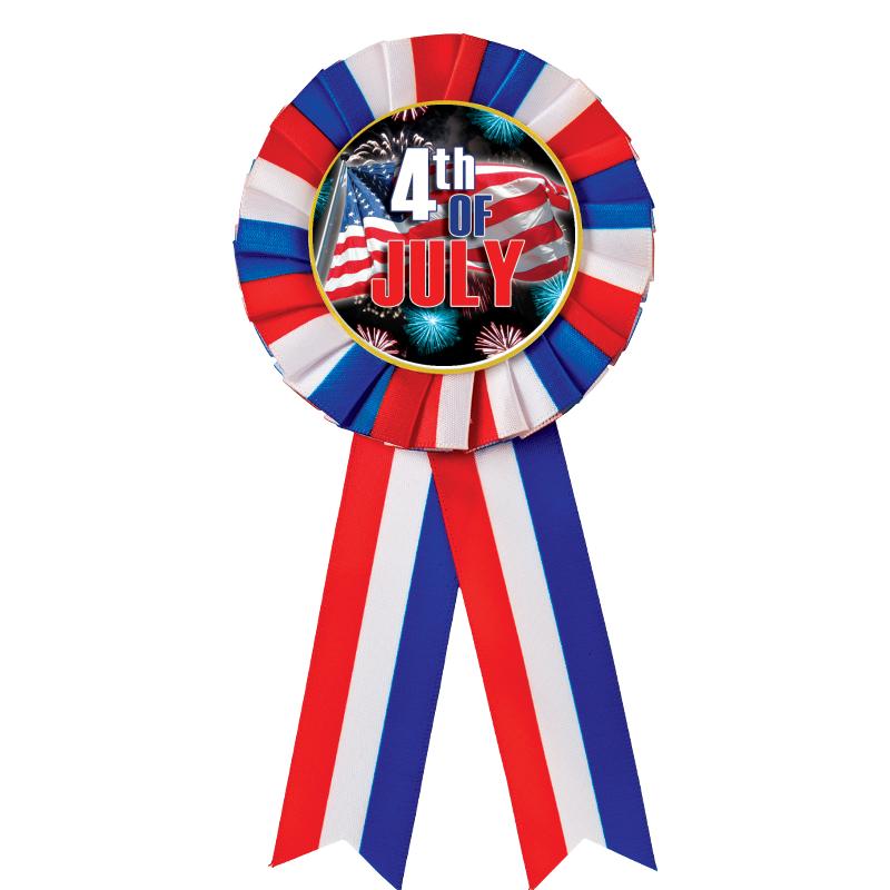 RED/WHITE/BLUE MYLAR ROSETTES